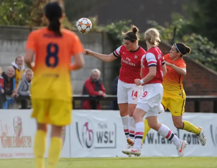 Framed Print : Jennifer Beattie's Brace: Arsenal Ladies Stun Barcelona in UEFA Women's Champions League