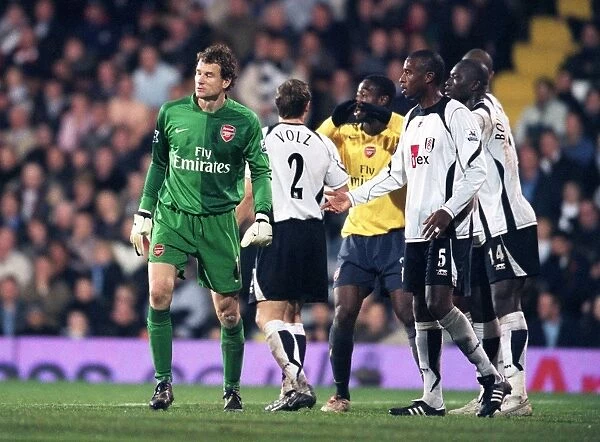 Jens Lehmann (Arsenal) comes up for a free kick near the end of the match