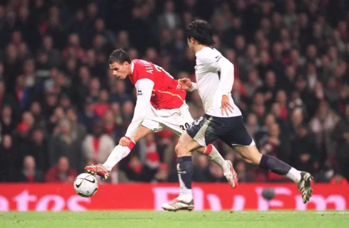 Framed Print : Jeremie Aliadiere (Arsenal) Ricardo Rocha (Tottenham) Framed Print : Jeremie Aliadiere (Arsenal) Ricardo Rocha (Tottenham)