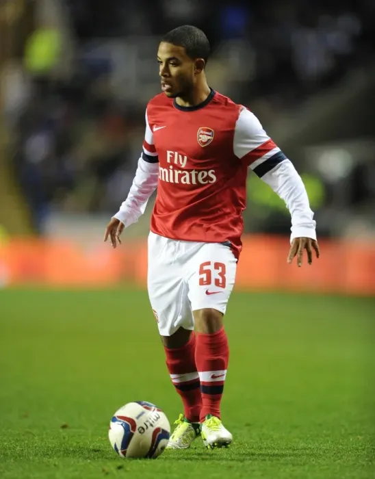 Framed Print : Jernade Meade (Arsenal). Reading 5: 7 Arsenal. Capital One Cup. Round 4
