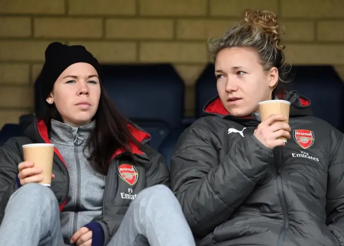 Framed Print : Jessica Samuelsson and Josephine Henning (Arsenal). Reading Ladies 0: 0 Arsenal Women