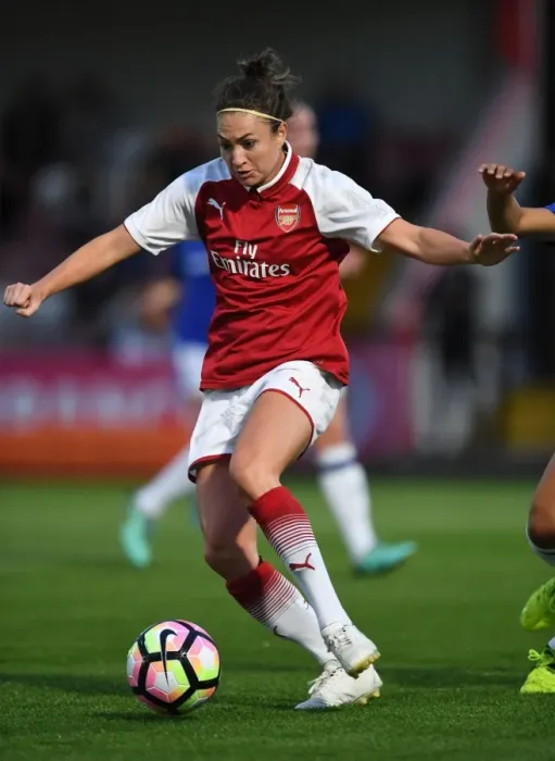 Framed Print : Jodie Taylor in Action: Arsenal Women vs Everton Ladies Pre-Season Friendly