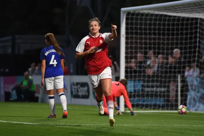 Framed Print : Jodie Taylor Scores Arsenal's Second Goal