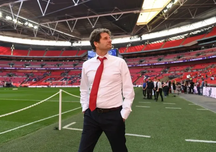 Framed Print : Joe Montemurro, Arsenal Women's Manager, Scouts Wembley FA Cup Final Pitch (vs Chelsea Ladies, 2018) Framed Print : Joe Montemurro, Arsenal Women's Manager, Scouts Wembley FA Cup Final Pitch (vs Chelsea Ladies, 2018)