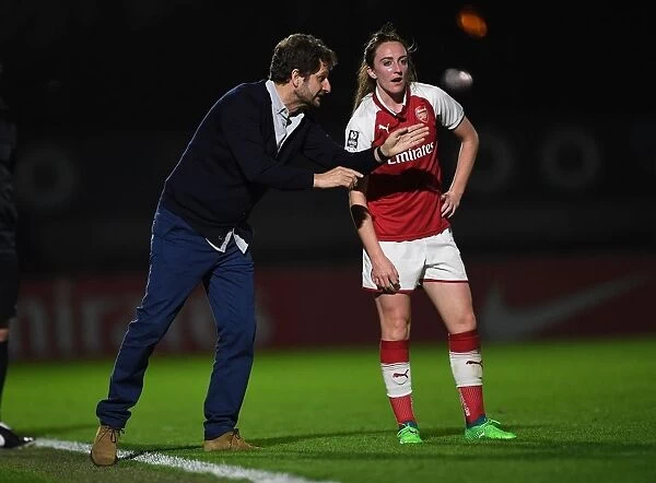 Joe Montemurro Coaching Lisa Evans during Arsenal Women's Match against Reading Ladies