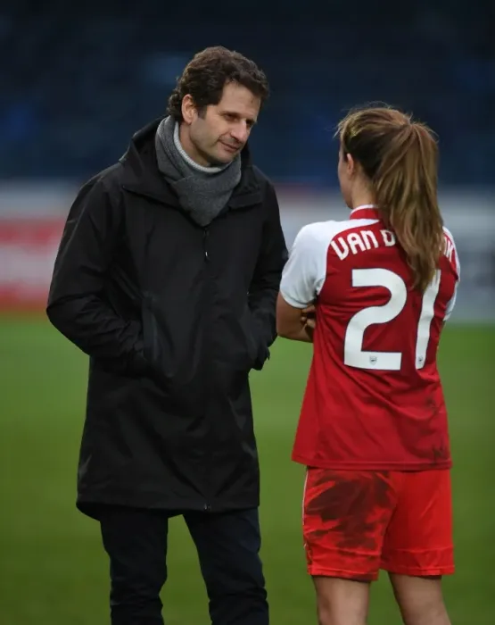 Framed Print : Joe Montemurro and Danielle van de Donk: A Winning Duo in Arsenal Women's Football