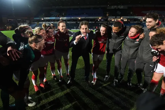 Framed Print : Joe Montemurro Leads Arsenal Women After Continental Cup Final vs. Manchester City