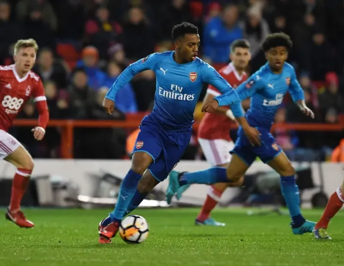 Framed Print : Joe Willock in Action: Arsenal vs. Nottingham Forest - Emirates FA Cup Third Round, 2018