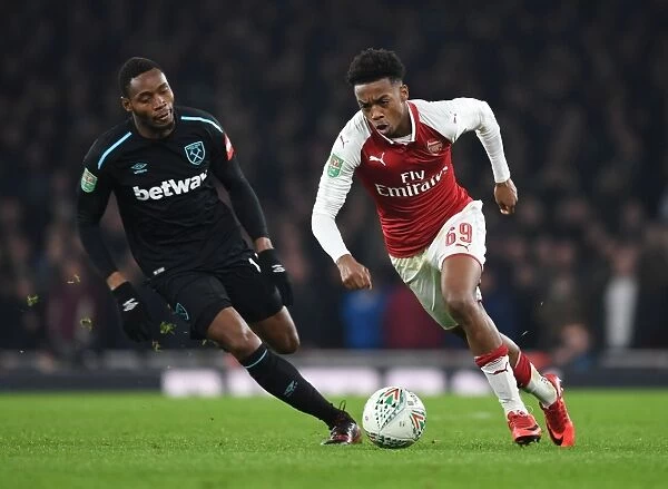 Joe Willock Outmaneuvers Diafra Sakho in Arsenal's Carabao Cup Clash vs West Ham