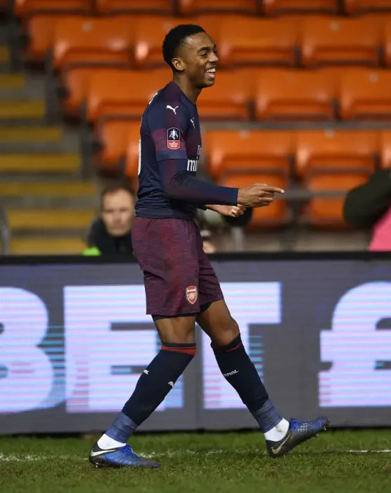 Framed Print : Joe Willock Scores His Second Goal: Arsenal's FA Cup Victory over Blackpool