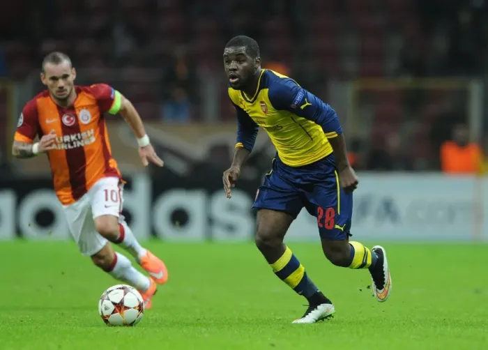 Framed Print : Joel Campbell in Action: Arsenal vs. Galatasaray, UEFA Champions League, Istanbul, 2014