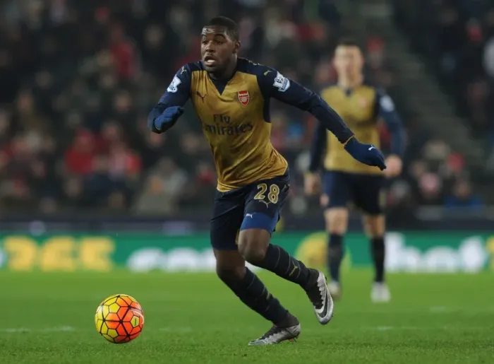 Framed Print : Joel Campbell in Action: Arsenal vs. Stoke City, Premier League 2015-16