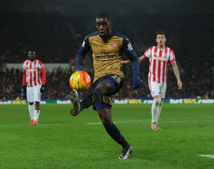 Framed Print : Joel Campbell in Action: Arsenal vs. Stoke City, Premier League 2015-16 Framed Print : Joel Campbell in Action: Arsenal vs. Stoke City, Premier League 2015-16