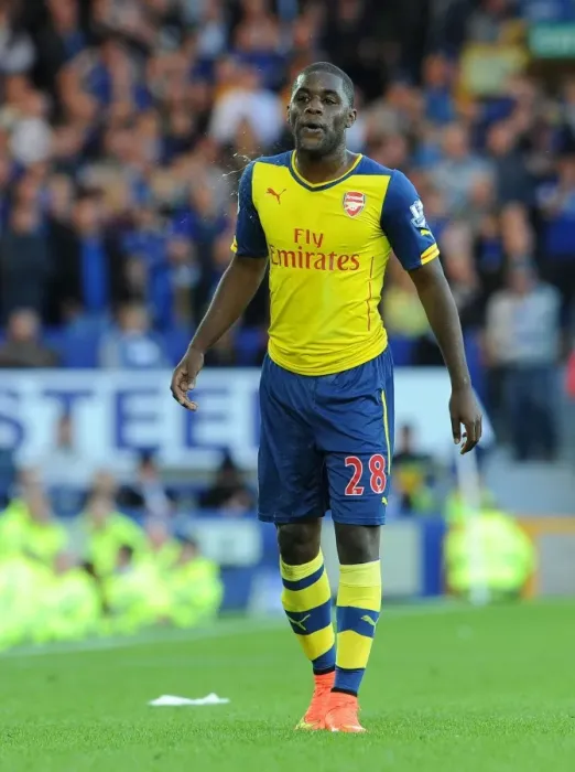 Framed Print : Joel Campbell in Action: Everton vs. Arsenal, Premier League 2014 / 15