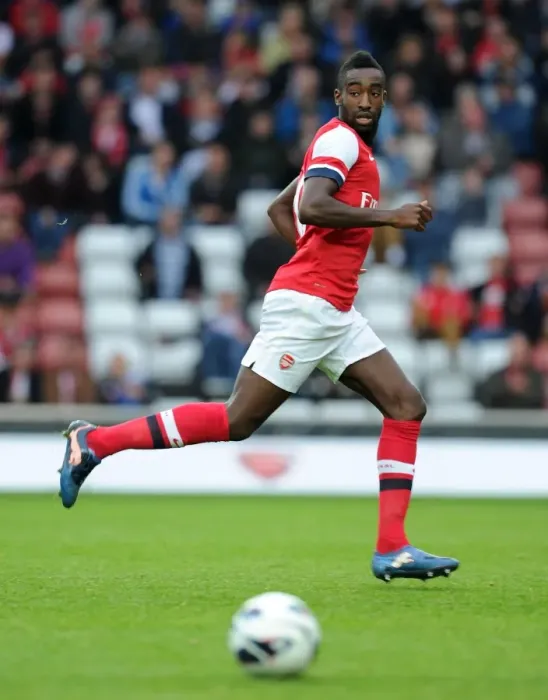 Framed Print : Johan Djourou in Action: Arsenal vs. Southampton - Markus Liebherr Memorial Cup (2012)