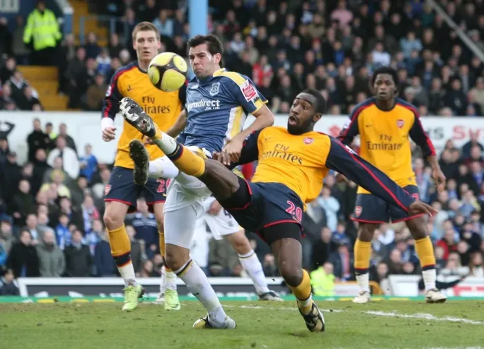 Framed Print : Johan Djourou (Arsenal) Joe Ledley (Cardiff) Framed Print : Johan Djourou (Arsenal) Joe Ledley (Cardiff)