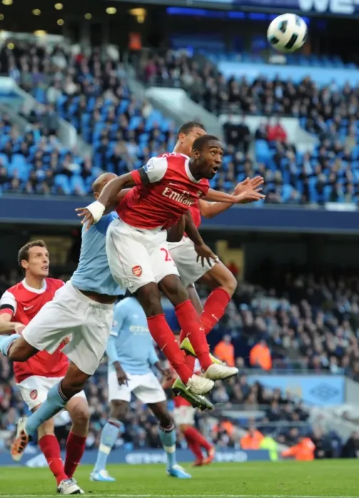 Framed Print : Johan Djourou (Arsenal). Manchester City 0: 3 Arsenal, Barclays Premier League