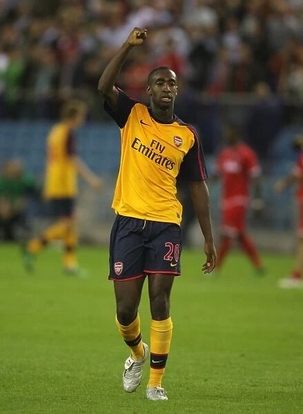 Johan Djourou (Arsenal) salutes the Arsenal fans after the match