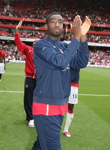 Johan Djourou (Arsenal) waves to the fans after the match