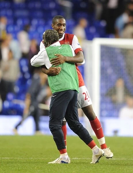 Johan Djourou and Bacary Sagna (Arsenal) celebrate after the match. Tottenham Hotspur 1
