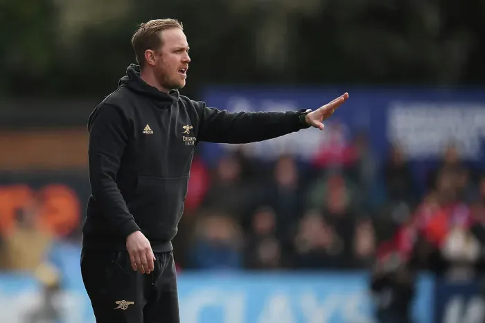 Framed Print : Jonas Eidevall Directs Arsenal Women Against Manchester City in FA WSL Showdown