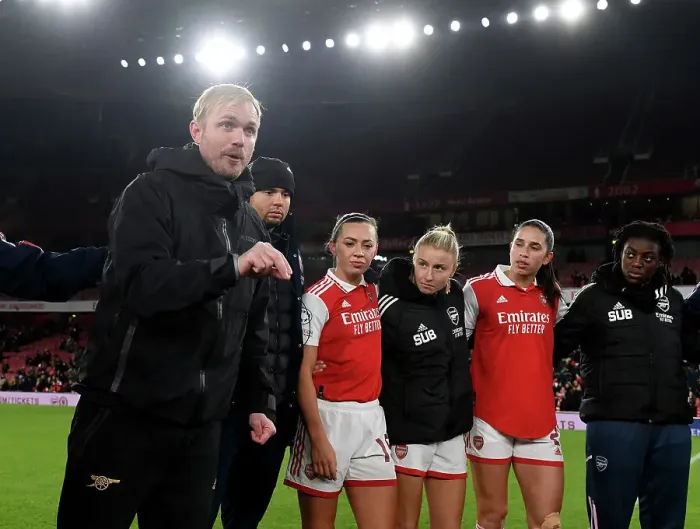 Framed Print : Jonas Eidevall Leads Arsenal WFC Against Juventus FC in UEFA Women's Champions League at Emirates Stadium