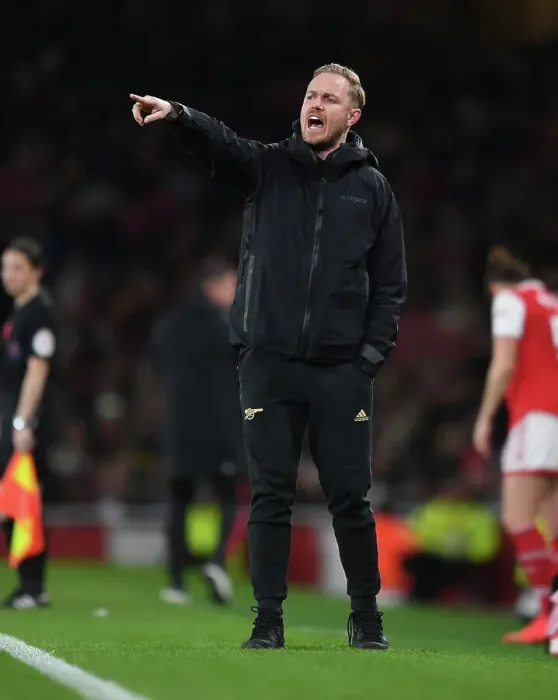 Framed Print : Jonas Eidevall Leads Arsenal Women Against Manchester United at Emirates Stadium (2022-23)