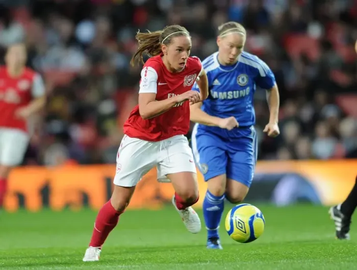 Framed Print : Jordan Nobbs (Arsenal Ladies) Danielle Buet (Chelsea). Arsenal Ladies 3: 1 Chelsea Ladies
