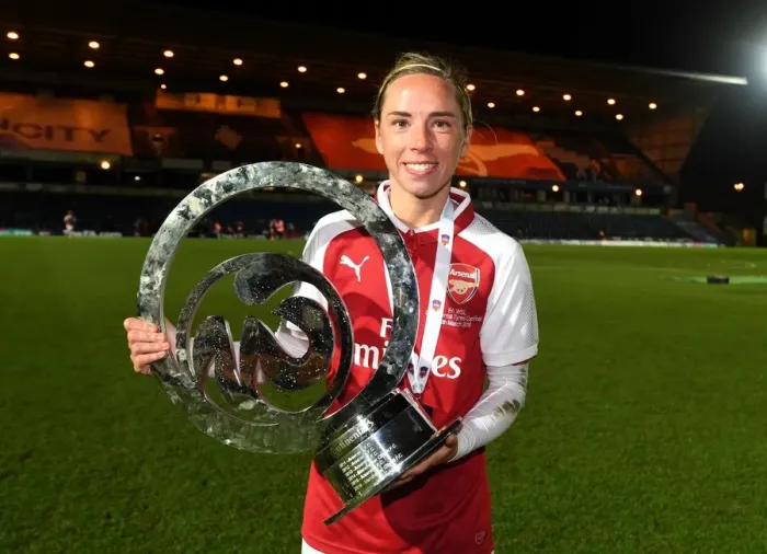 Framed Print : Jordan Nobbs and Arsenal Women Celebrate Continental Cup Victory over Manchester City Ladies