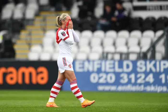 Framed Print : Jordan Nobbs Emotional Reaction: Arsenal Women's FA WSL Victory over Aston Villa Women Framed Print : Jordan Nobbs Emotional Reaction: Arsenal Women's FA WSL Victory over Aston Villa Women