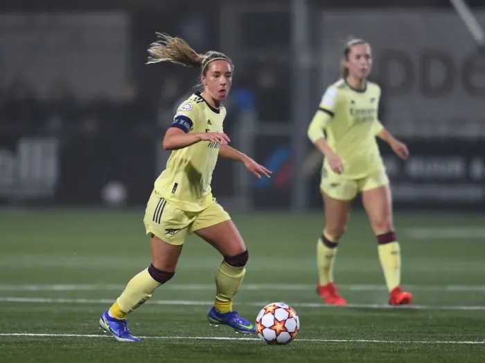 Framed Print : Jordan Nobbs Fights for Arsenal Victory in UEFA Women's Champions League: HB Koge vs Arsenal Women Framed Print : Jordan Nobbs Fights for Arsenal Victory in UEFA Women's Champions League: HB Koge vs Arsenal Women
