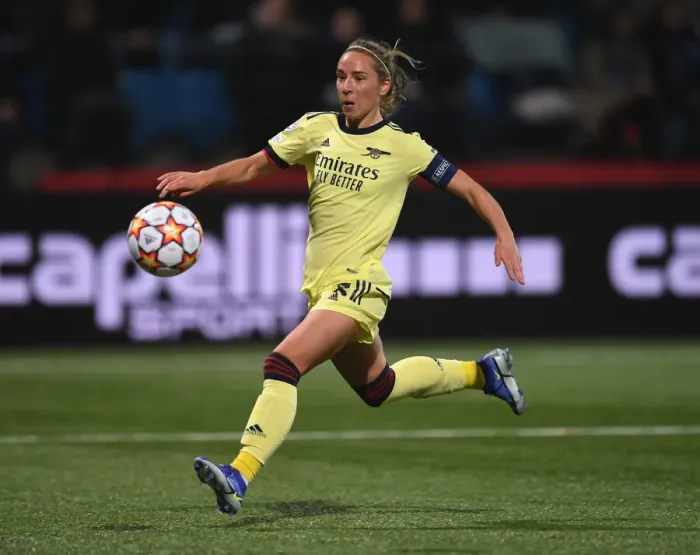 Framed Print : Jordan Nobbs Fights for Arsenal's UEFA Women's Champions League Victory: HB Koge vs. Arsenal Women Framed Print : Jordan Nobbs Fights for Arsenal's UEFA Women's Champions League Victory: HB Koge vs. Arsenal Women