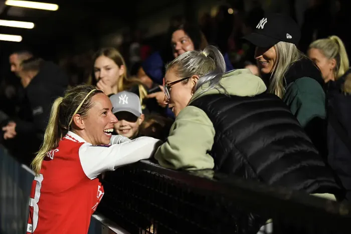 Framed Print : Jordan Nobbs: Post-Match Emotion at Arsenal's Victory over West Ham United Framed Print : Jordan Nobbs: Post-Match Emotion at Arsenal's Victory over West Ham United