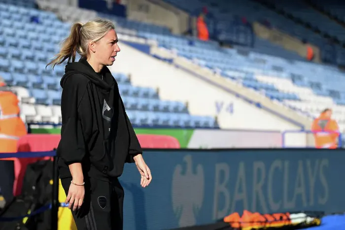 Framed Print : Jordan Nobbs Readies for Arsenal's Battle against Leicester City in Women's Super League