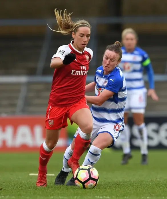Framed Print : Jordan Nobbs vs. Remi Allen: Clash of Midfield Titans in Arsenal Women vs. Reading FC Women WSL Match