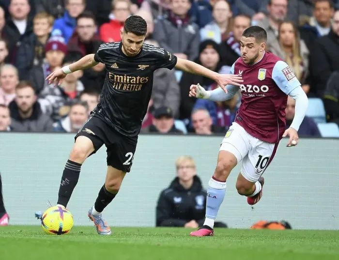 Framed Print : Jorginho vs Buendia: A Premier League Battle at Villa Park - Arsenal vs Aston Villa, February 2023 Framed Print : Jorginho vs Buendia: A Premier League Battle at Villa Park - Arsenal vs Aston Villa, February 2023