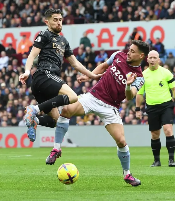 Framed Print : Jorginho vs. Moreno: Intense Battle in Aston Villa vs. Arsenal FC Premier League Clash Framed Print : Jorginho vs. Moreno: Intense Battle in Aston Villa vs. Arsenal FC Premier League Clash