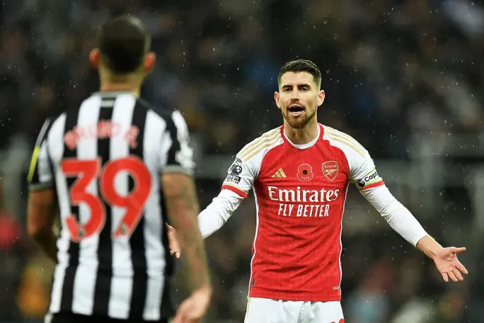 Framed Print : Jorginho's Reaction: Arsenal vs. Newcastle United, Premier League 2023-24 Framed Print : Jorginho's Reaction: Arsenal vs. Newcastle United, Premier League 2023-24