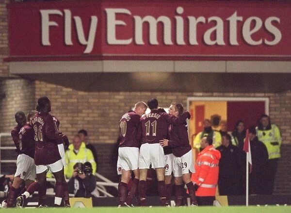 Jose Reyes and Philippe Senderos Celebrate Arsenal's First Goal: 3-0 Victory over Reading (Carling League Cup, 2005)