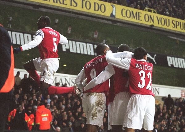Julio Baptista celebrates scoring his and Arsenals 2nd goal with Theo Walcott