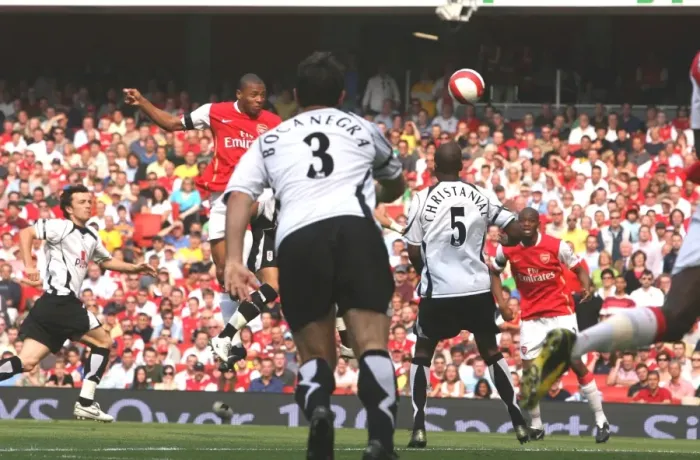 Framed Print : Julio Baptista heads over Philippe Christanval to score the 1st Arsenal goal Framed Print : Julio Baptista heads over Philippe Christanval to score the 1st Arsenal goal