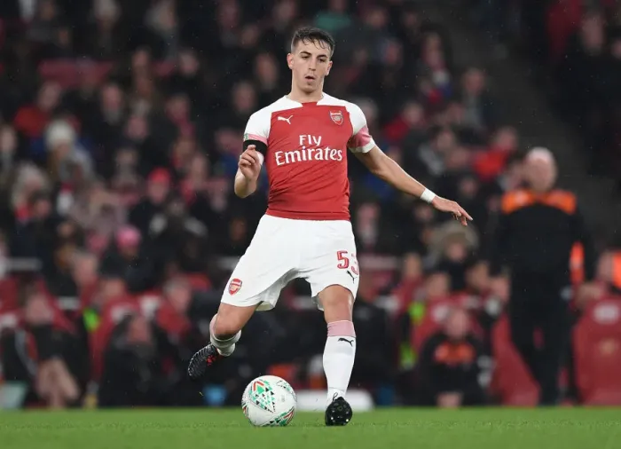 Framed Print : Julio Pleguezuelo in Action: Arsenal vs Blackpool, Carabao Cup 2018-19