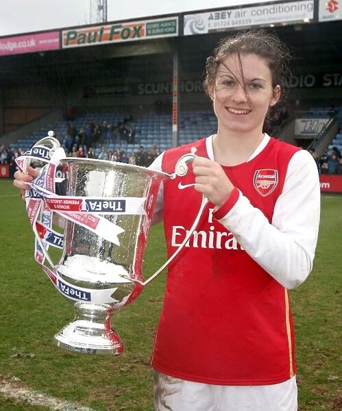 Karen Carney (Arsenal) with the League Cup Trophy