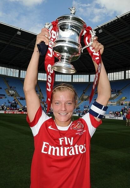 Katie Chapman (Arsenal) with the FA Cup Trophy. Arsenal Ladies 2:0 Bristol Academy