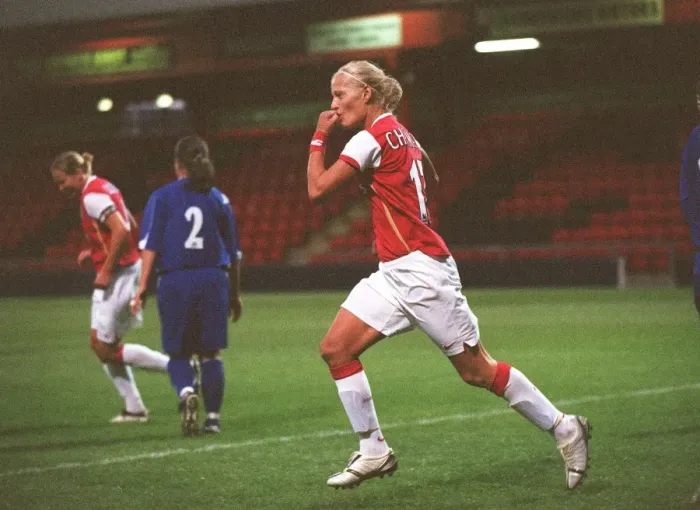 Framed Print : Katie Chapman celebrates scoring Arsenals 2nd goal Framed Print : Katie Chapman celebrates scoring Arsenals 2nd goal