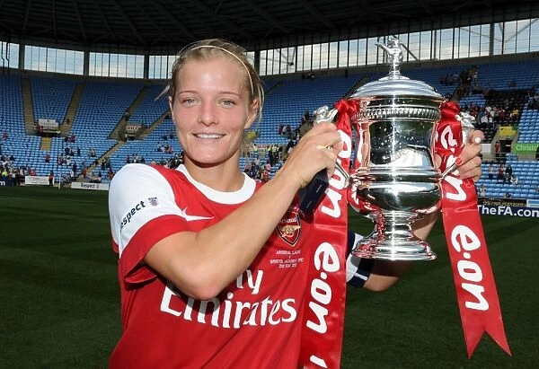 Katie Chapman with the FA Cup: Arsenal Ladies Celebrate Victory over Bristol Academy