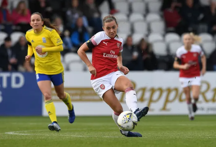 Framed Print : Katie McCabe in Action: Arsenal Women vs Birmingham City Ladies, WSL (2018-19)
