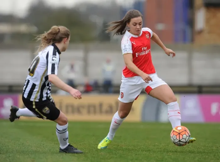 Framed Print : Katie McCabe (Arsenal Ladies) Laura Jayne-O Neill (Notts County). Arsenal Ladies 2