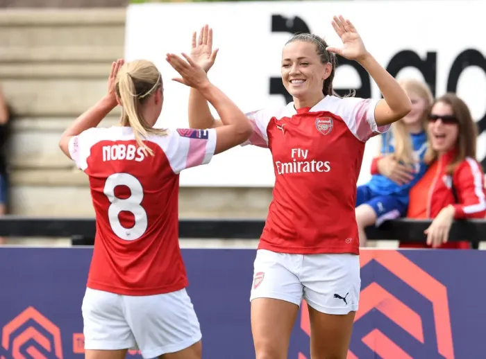 Framed Print : Katie McCabe Scores First Goal for Arsenal Women Against West Ham United