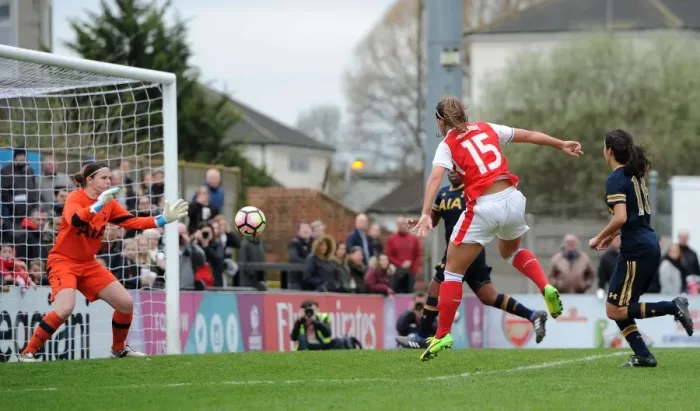 Framed Print : Katie McCabe Scores Ninth Goal: Arsenal Ladies Dominate Tottenham Hotspur Ladies in FA Cup 2017